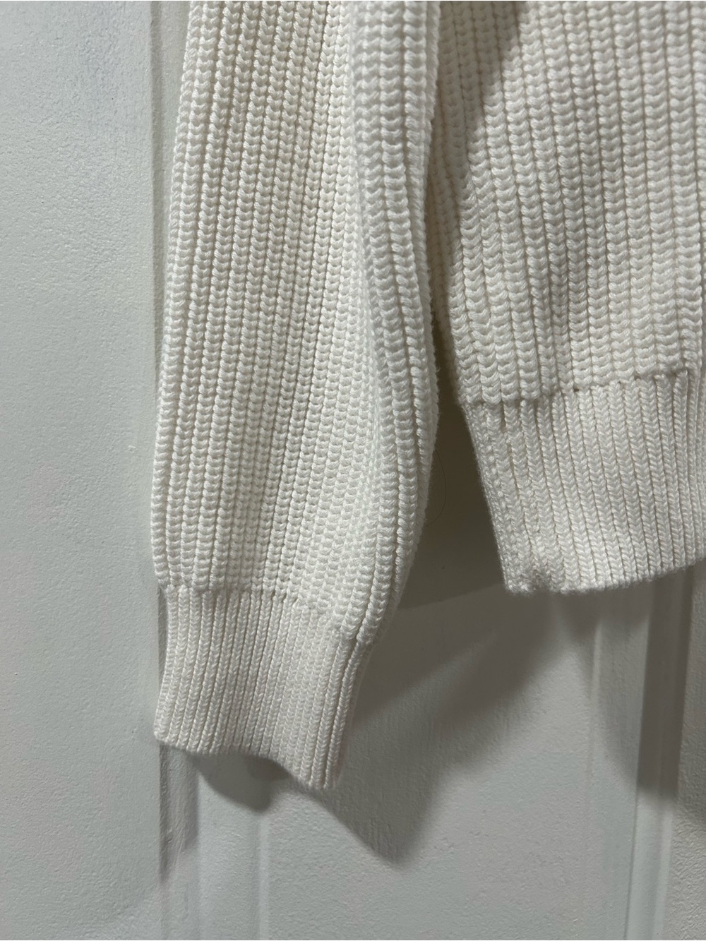 Quince Cream Button-Front V-Neck Knit Cardigan 100% cotton - Picture 3 of 8
